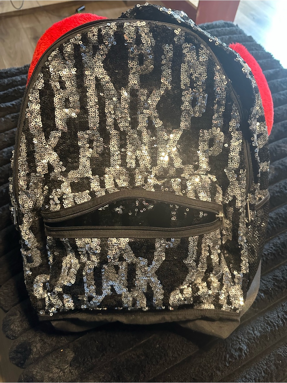VS PINK black & silver sequined back pack